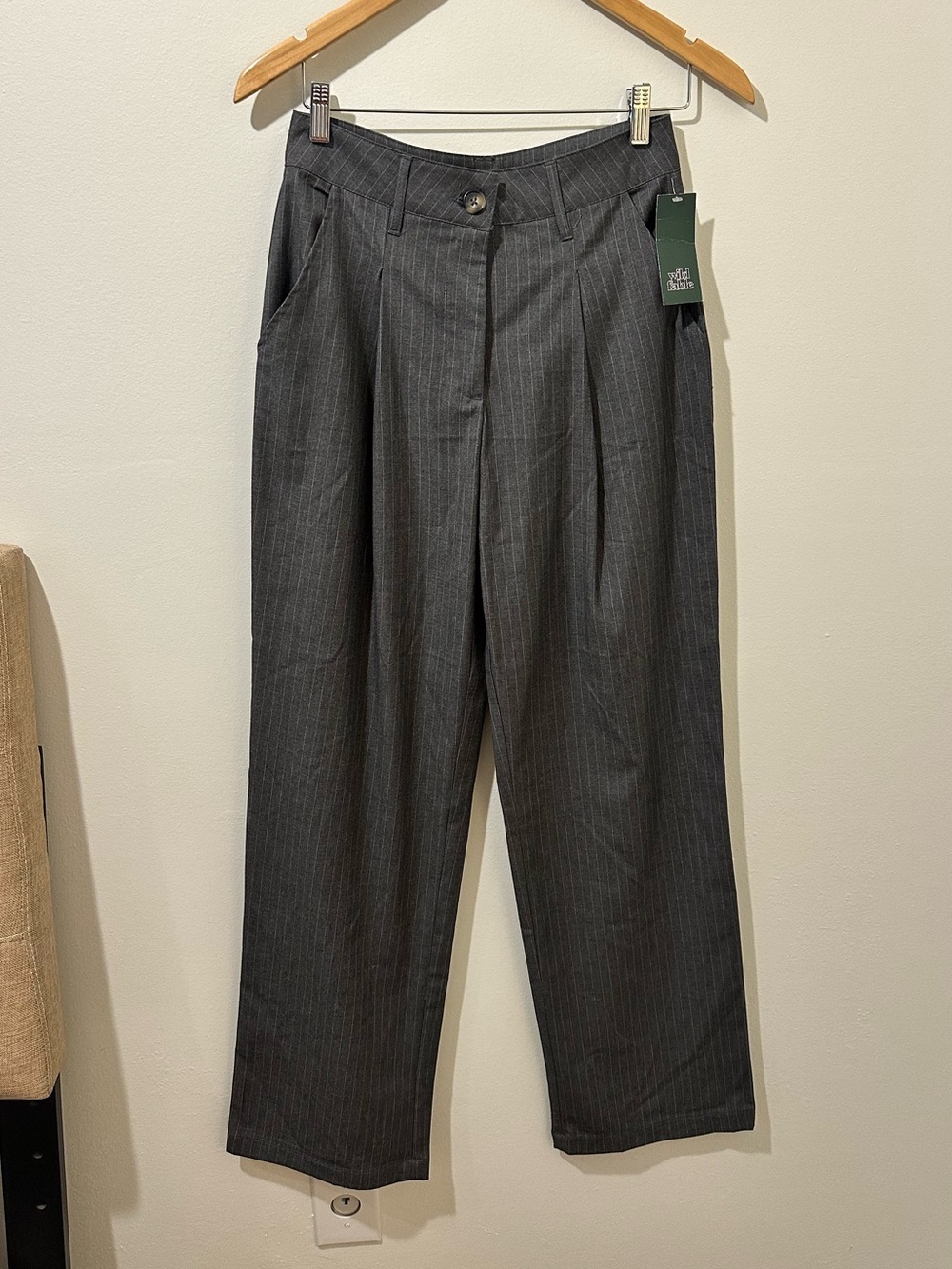 wild fable Men's Charcoal Pinstripe Dress Pants